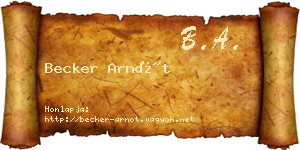 Becker Arnót névjegykártya